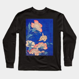 "Peonies and Canary" from a series known as 'Small Flowers' by Katsushika Hokusai (1834) TECHNICOLOR REMASTERED Long Sleeve T-Shirt